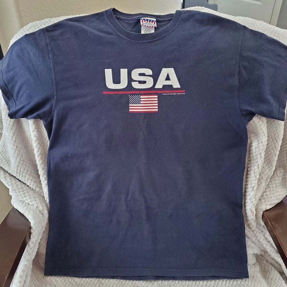 Sonoma Navy USA Flag T-shirt Sz M